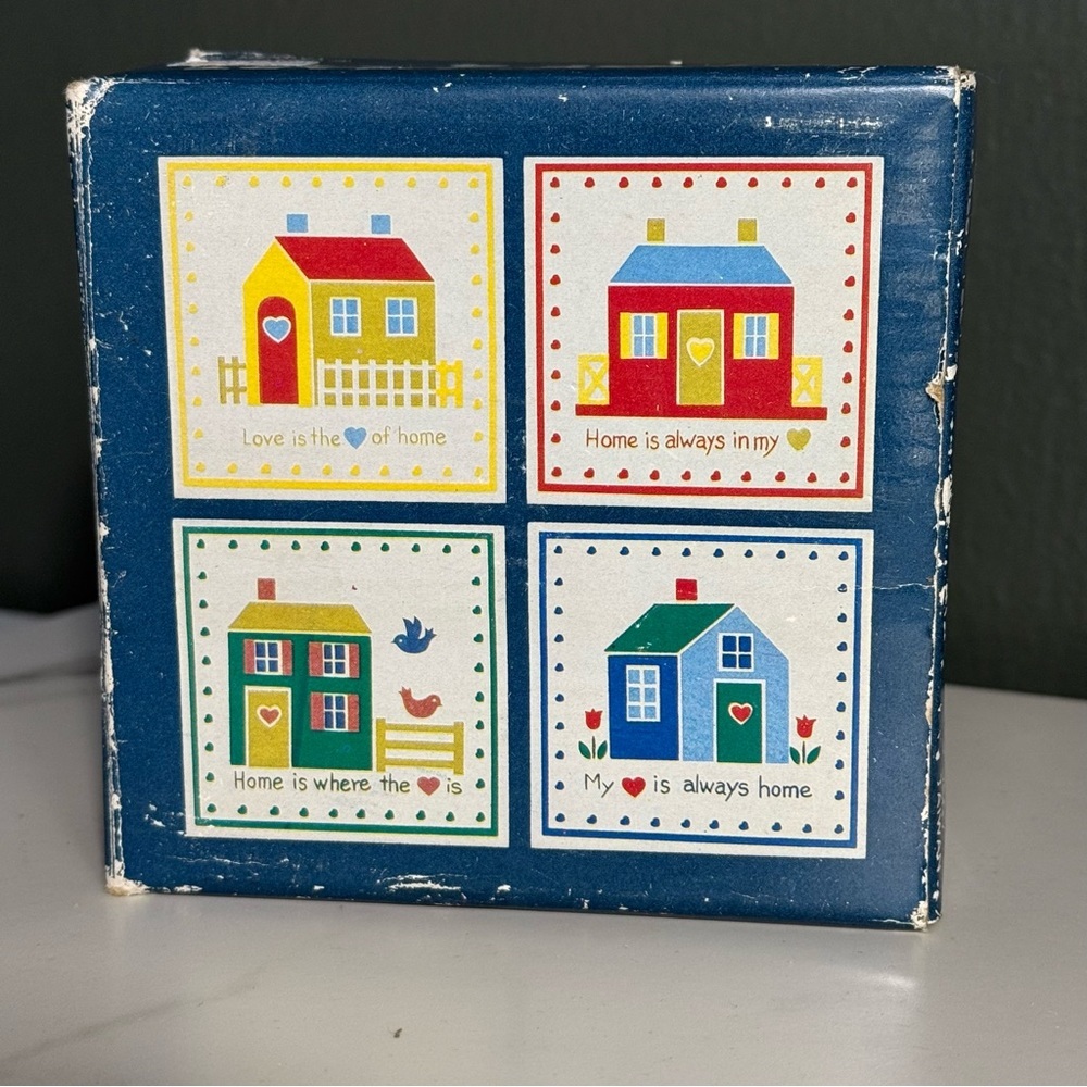 Vintage JSNY Home N’ Heart Trivet Set – 4 Colorful House Tiles 1980s - Picture 2 of 4